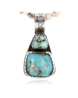 Handmade Certified Authentic Navajo .925 Sterling Silver Natural Turquoise Native American Necklace 371002892383