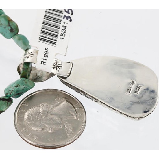 Handmade Certified Authentic Navajo .925 Sterling Silver Natural Turquoise Native American Necklace 371003488955