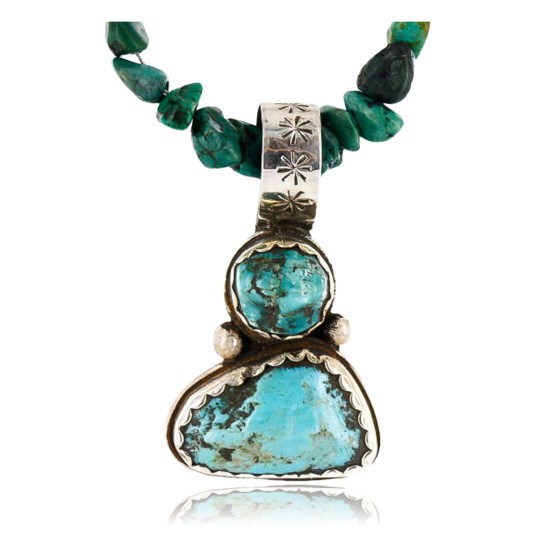 Handmade Certified Authentic Navajo .925 Sterling Silver Natural Turquoise Native American Necklace 371006126679