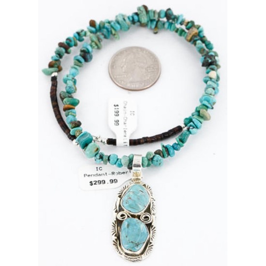 Handmade Certified Authentic Navajo .925 Sterling Silver Natural Turquoise Native American Necklace 371019608892