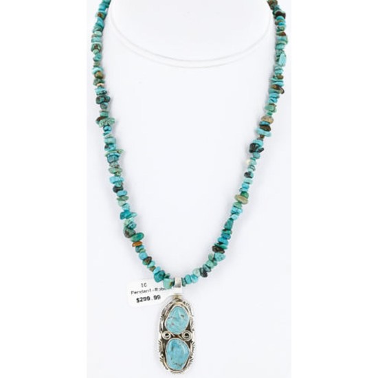 Handmade Certified Authentic Navajo .925 Sterling Silver Natural Turquoise Native American Necklace 371019608892