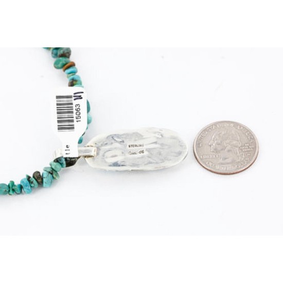 Handmade Certified Authentic Navajo .925 Sterling Silver Natural Turquoise Native American Necklace 371019608892