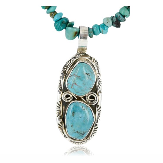 Handmade Certified Authentic Navajo .925 Sterling Silver Natural Turquoise Native American Necklace 371019608892