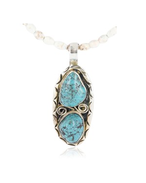 Handmade Certified Authentic Navajo .925 Sterling Silver Natural Turquoise Native American Necklace 371020933913