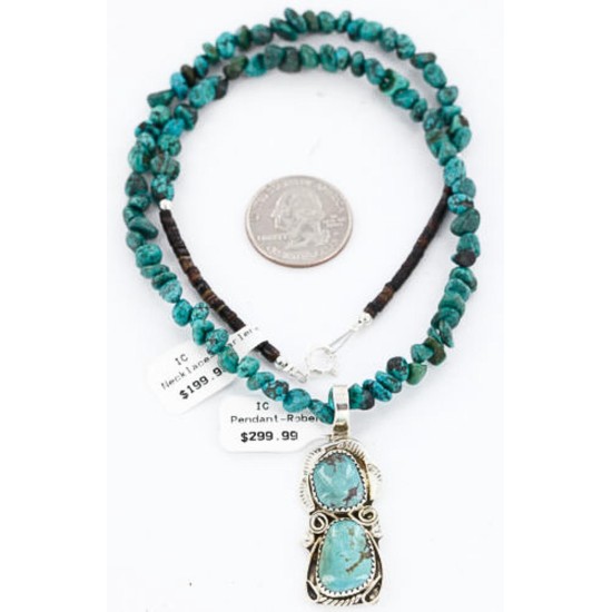 Handmade Certified Authentic Navajo .925 Sterling Silver Natural Turquoise Native American Necklace 371029386459