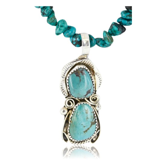 Handmade Certified Authentic Navajo .925 Sterling Silver Natural Turquoise Native American Necklace 371029386459