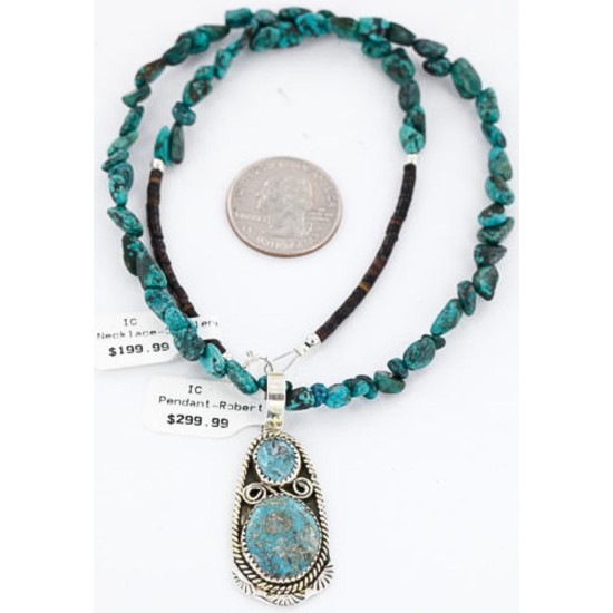 Handmade Certified Authentic Navajo .925 Sterling Silver Natural Turquoise Native American Necklace 371029421175