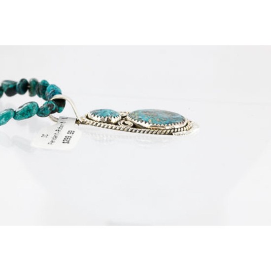 Handmade Certified Authentic Navajo .925 Sterling Silver Natural Turquoise Native American Necklace 371029421175