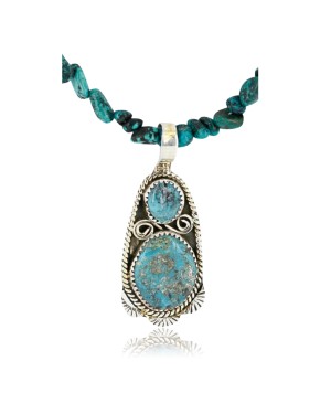 Handmade Certified Authentic Navajo .925 Sterling Silver Natural Turquoise Native American Necklace 371029421175