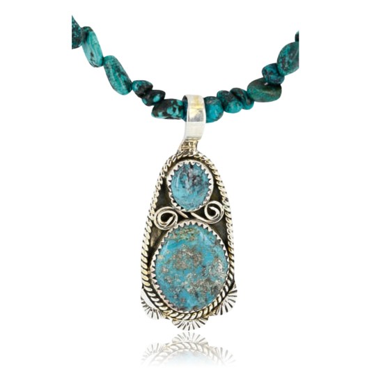 Handmade Certified Authentic Navajo .925 Sterling Silver Natural Turquoise Native American Necklace 371029421175
