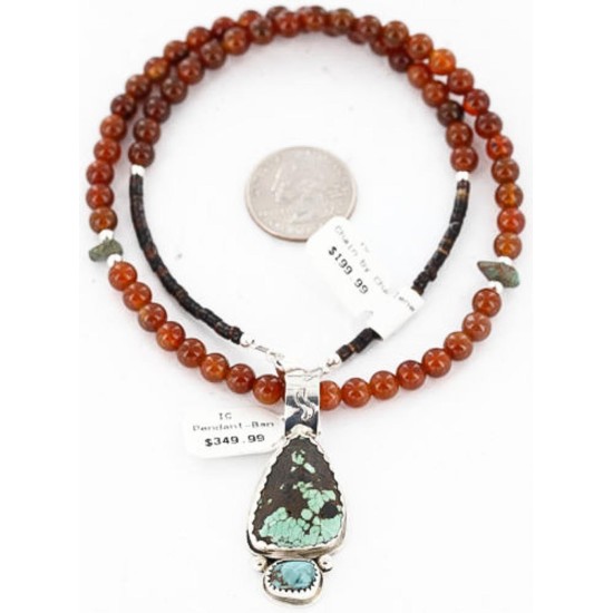 Handmade Certified Authentic Navajo .925 Sterling Silver Natural Turquoise Native American Necklace 371052218688