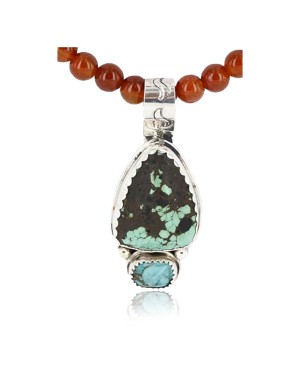 Handmade Certified Authentic Navajo .925 Sterling Silver Natural Turquoise Native American Necklace 371052218688