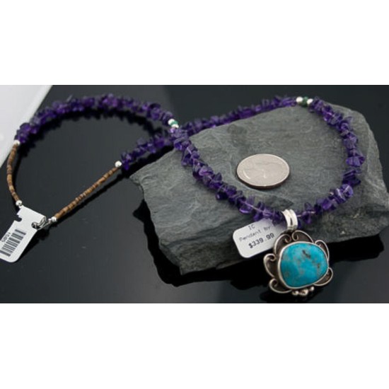Handmade Certified Authentic Navajo .925 Sterling Silver Natural Turquoise Native American Necklace 390641049849