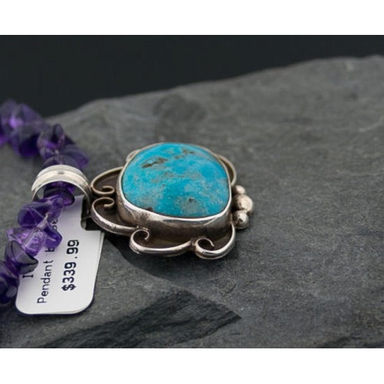 Handmade Certified Authentic Navajo .925 Sterling Silver Natural Turquoise Native American Necklace 390641049849