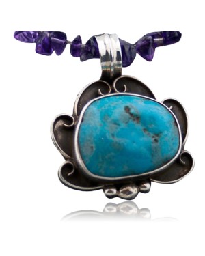 Handmade Certified Authentic Navajo .925 Sterling Silver Natural Turquoise Native American Necklace 390641049849