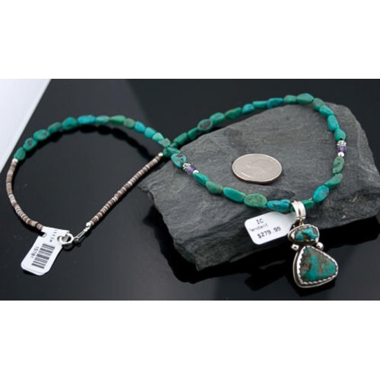 Handmade Certified Authentic Navajo .925 Sterling Silver Natural Turquoise Native American Necklace 390644548273