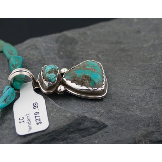 Handmade Certified Authentic Navajo .925 Sterling Silver Natural Turquoise Native American Necklace 390644548273