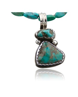 Handmade Certified Authentic Navajo .925 Sterling Silver Natural Turquoise Native American Necklace 390644548273