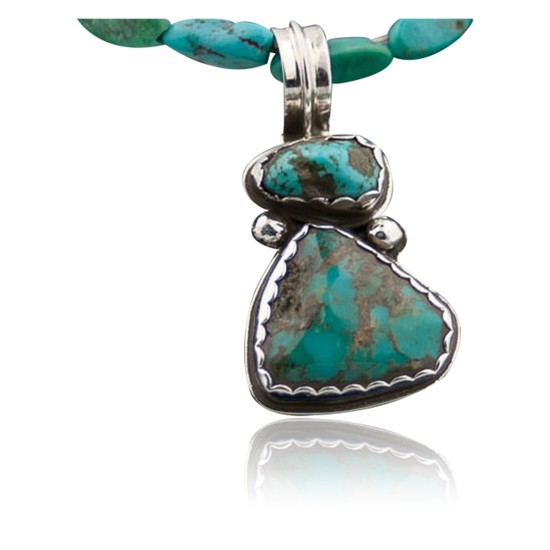 Handmade Certified Authentic Navajo .925 Sterling Silver Natural Turquoise Native American Necklace 390644548273