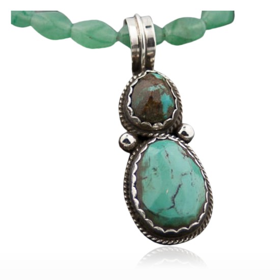 Handmade Certified Authentic Navajo .925 Sterling Silver Natural Turquoise Native American Necklace 390645938130