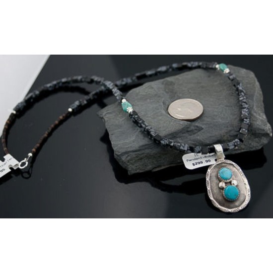 Handmade Certified Authentic Navajo .925 Sterling Silver Natural Turquoise Native American Necklace 390646432501