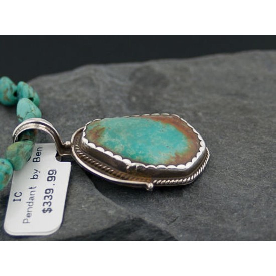 Handmade Certified Authentic Navajo .925 Sterling Silver Natural Turquoise Native American Necklace 390646480458
