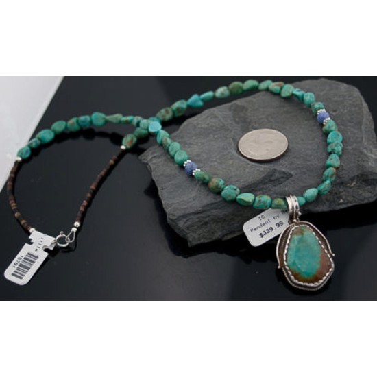 Handmade Certified Authentic Navajo .925 Sterling Silver Natural Turquoise Native American Necklace 390646480458