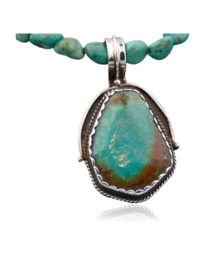 Handmade Certified Authentic Navajo .925 Sterling Silver Natural Turquoise Native American Necklace 390646480458