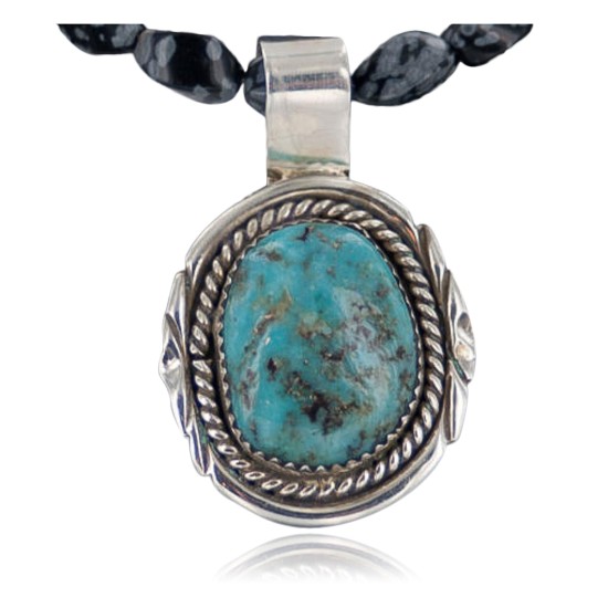 Handmade Certified Authentic Navajo .925 Sterling Silver Natural Turquoise Native American Necklace 390649031136