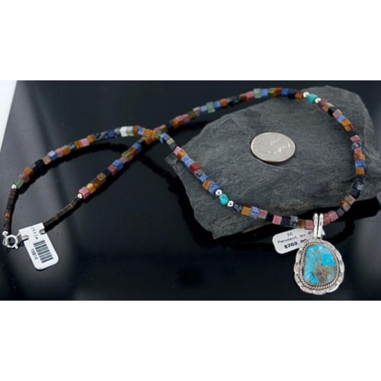 Handmade Certified Authentic Navajo .925 Sterling Silver Natural Turquoise Native American Necklace 390650351065