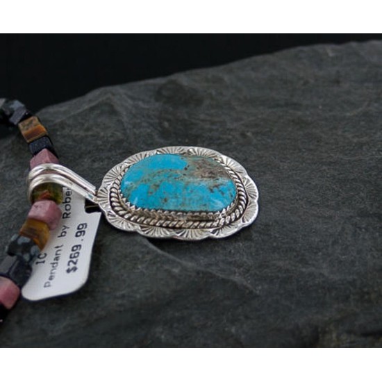 Handmade Certified Authentic Navajo .925 Sterling Silver Natural Turquoise Native American Necklace 390650351065
