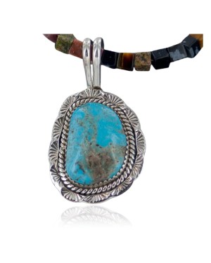 Handmade Certified Authentic Navajo .925 Sterling Silver Natural Turquoise Native American Necklace 390650351065