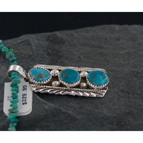 Handmade Certified Authentic Navajo .925 Sterling Silver Natural Turquoise Native American Necklace 390650737694