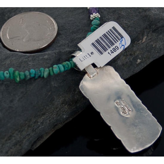Handmade Certified Authentic Navajo .925 Sterling Silver Natural Turquoise Native American Necklace 390650737694