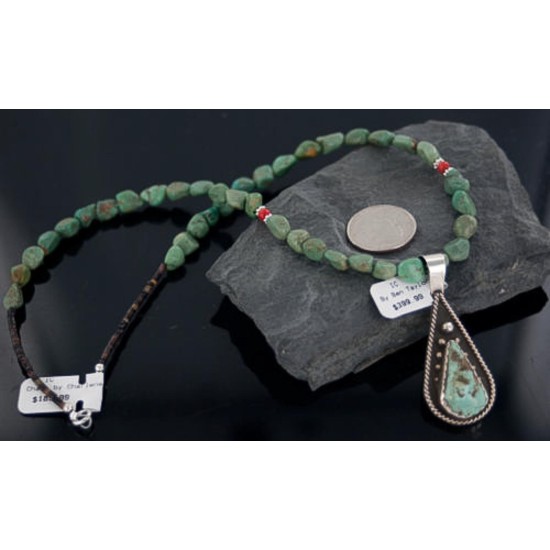 Handmade Certified Authentic Navajo .925 Sterling Silver Natural Turquoise Native American Necklace 390655209628