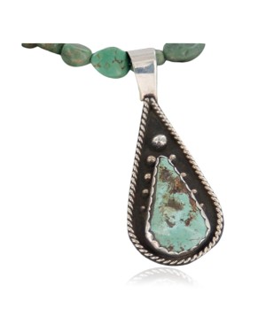 Handmade Certified Authentic Navajo .925 Sterling Silver Natural Turquoise Native American Necklace 390655209628