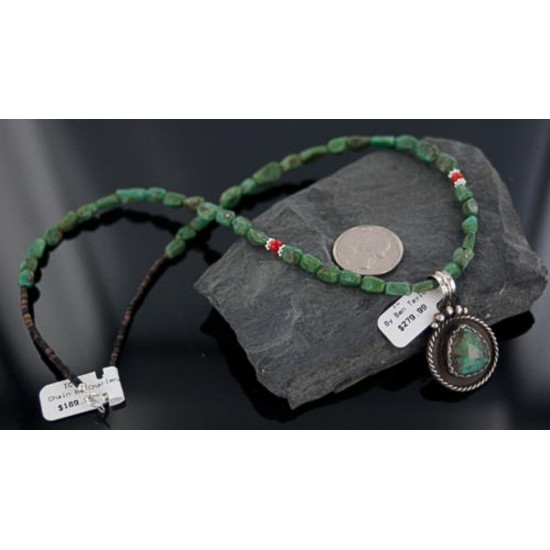 Handmade Certified Authentic Navajo .925 Sterling Silver Natural Turquoise Native American Necklace 390656361811