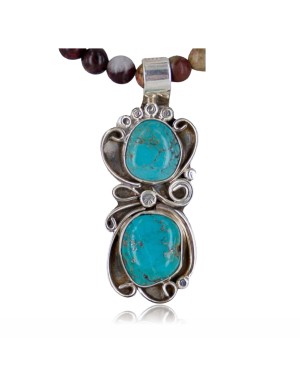 Handmade Certified Authentic Navajo .925 Sterling Silver Natural Turquoise Native American Necklace 390657846284