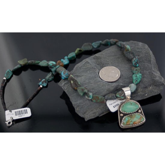 Handmade Certified Authentic Navajo .925 Sterling Silver Natural Turquoise Native American Necklace 390658302135