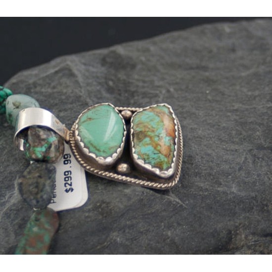 Handmade Certified Authentic Navajo .925 Sterling Silver Natural Turquoise Native American Necklace 390658302135