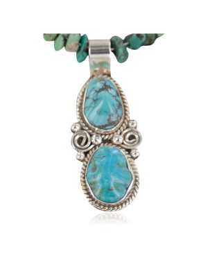 Handmade Certified Authentic Navajo .925 Sterling Silver Natural Turquoise Native American Necklace 390658387071