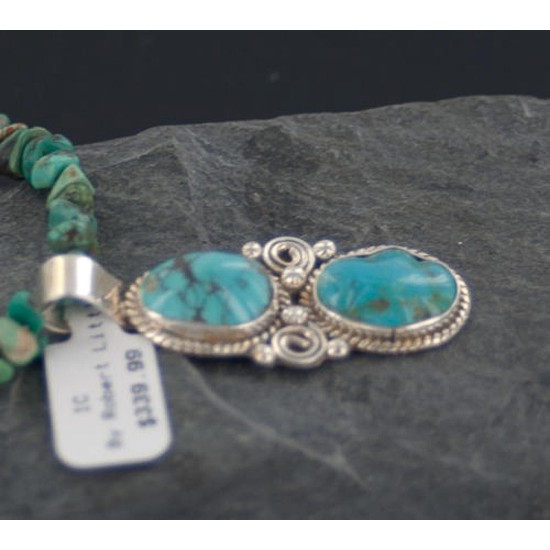 Handmade Certified Authentic Navajo .925 Sterling Silver Natural Turquoise Native American Necklace 390658387071