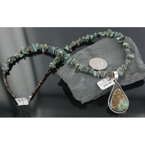 Handmade Certified Authentic Navajo .925 Sterling Silver Natural Turquoise Native American Necklace 390660275515