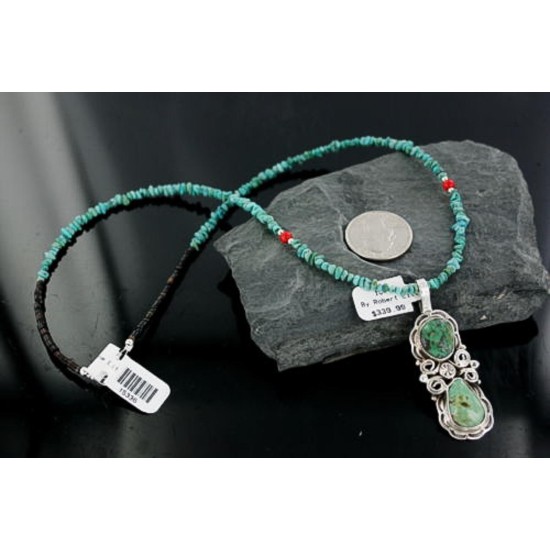 Handmade Certified Authentic Navajo .925 Sterling Silver Natural Turquoise Native American Necklace 390661284059