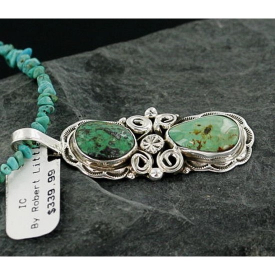 Handmade Certified Authentic Navajo .925 Sterling Silver Natural Turquoise Native American Necklace 390661284059