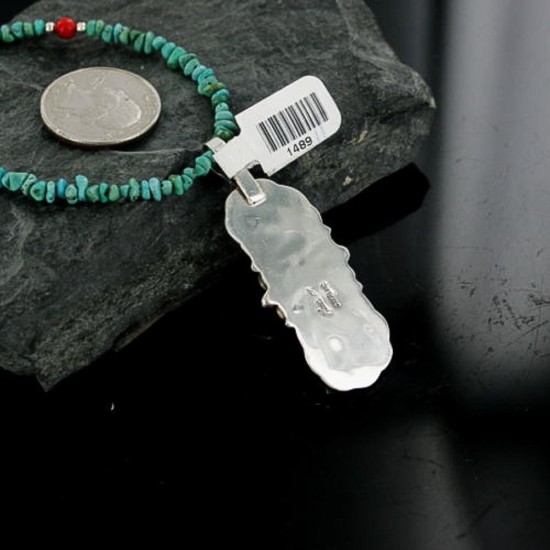 Handmade Certified Authentic Navajo .925 Sterling Silver Natural Turquoise Native American Necklace 390661284059