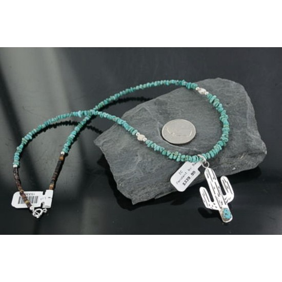 Handmade Certified Authentic Navajo .925 Sterling Silver Natural Turquoise Native American Necklace 390667607095