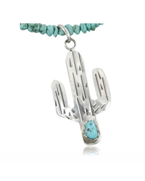 Handmade Certified Authentic Navajo .925 Sterling Silver Natural Turquoise Native American Necklace 390667607095