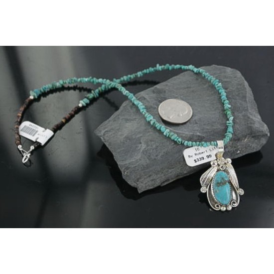 Handmade Certified Authentic Navajo .925 Sterling Silver Natural Turquoise Native American Necklace 390669128027