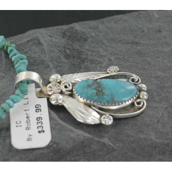 Handmade Certified Authentic Navajo .925 Sterling Silver Natural Turquoise Native American Necklace 390669128027